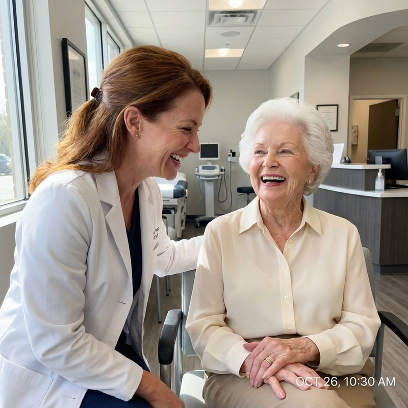 Aesthetic clinician discussing non-surgical under-eye options