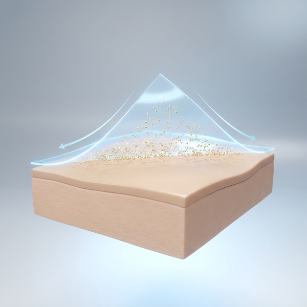 Illustration of the tightening microfilm forming on skin