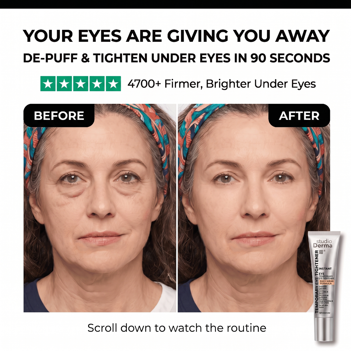 Applying the Reverse-Aging Eye Tightener under the eye